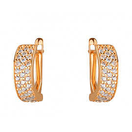 Сережки з золота у червоному кольорі з цирконом 01-19326373