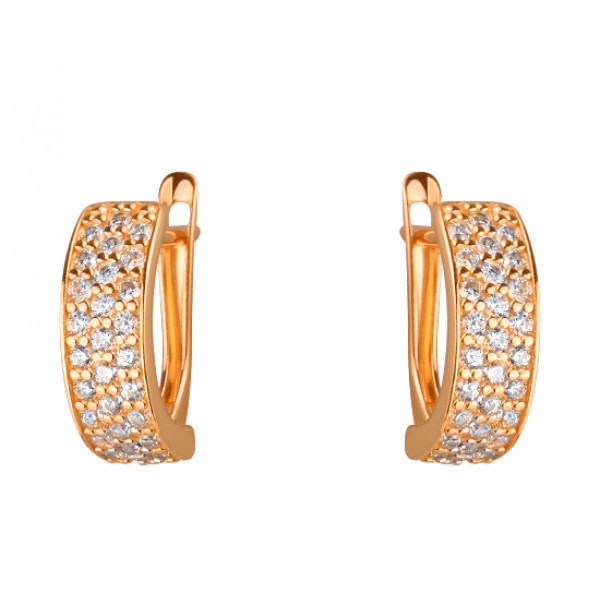 Сережки з золота у червоному кольорі з цирконом