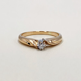 Кольцо из золота с белым бриллиантом 01-200022673