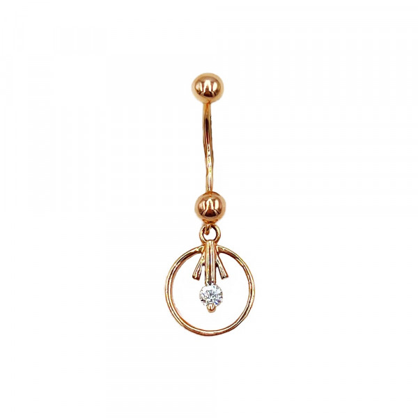 Пірсинг з золота у червоному кольорі з цирконом