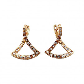 Золоті сережки у червоному кольорі з цирконом 01-200192673