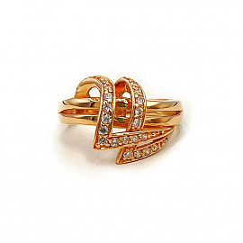 Кольцо из золота красного цвета с цирконом 01-200258373