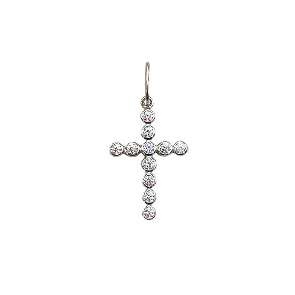 Крестик из белого золота с цирконом