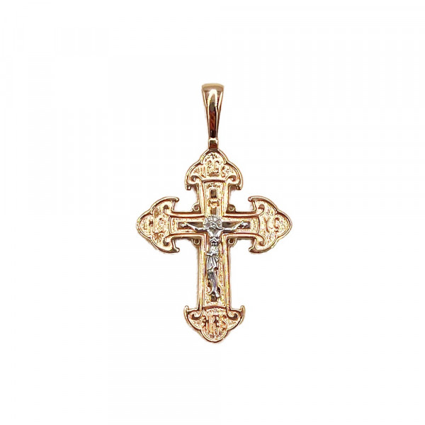 Крестик из красного с белым золота