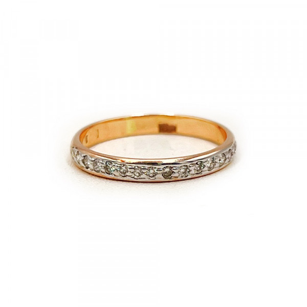 Золота каблучка у червоному кольорі з жовтими діамантами