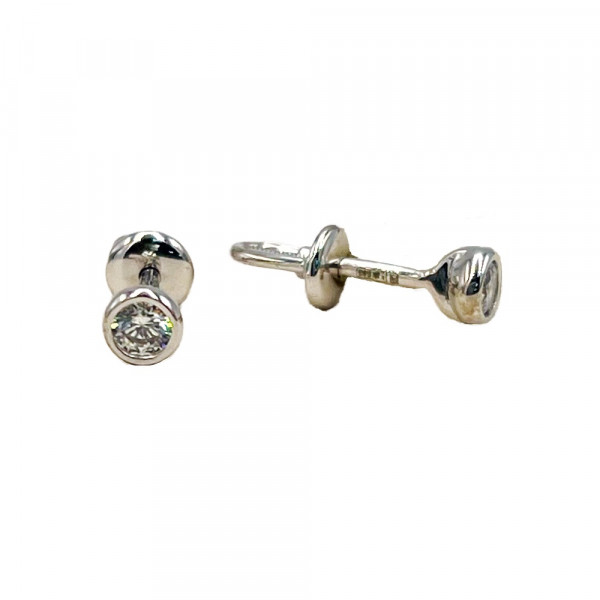 Золоті сережки білого кольору з цирконом