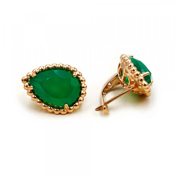 Сережки з золота у червоному кольорі з цирконом