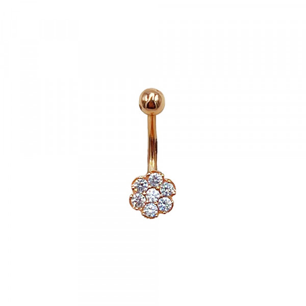 Пірсинг з золота у червоному кольорі з цирконом