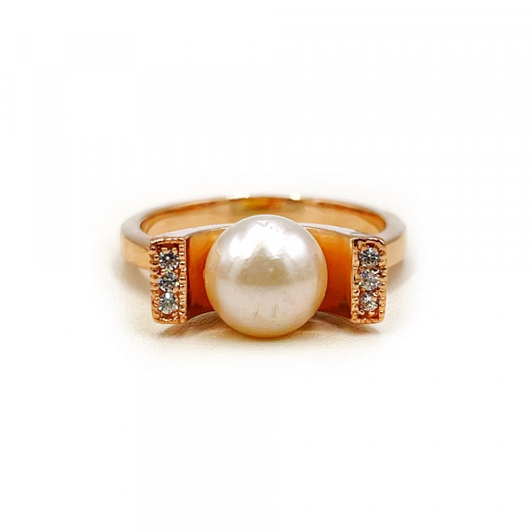 Золота каблучка з перлиною та цирконом