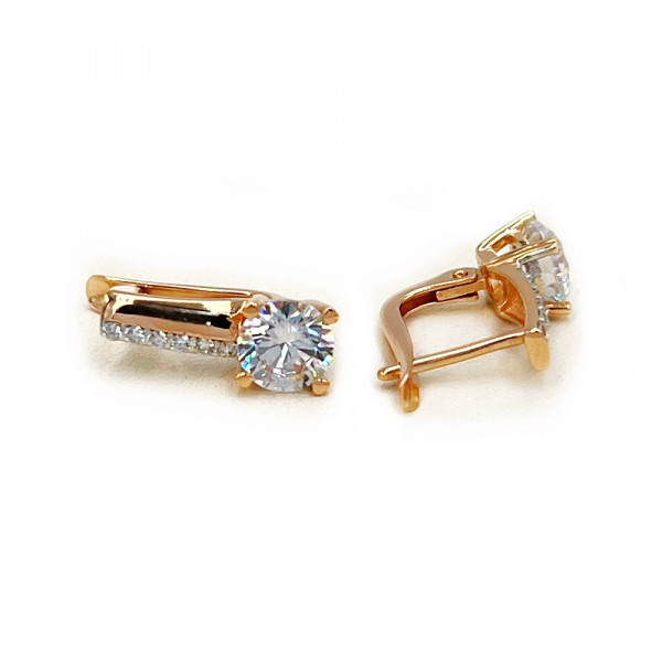 Золотые серьги с цирконом