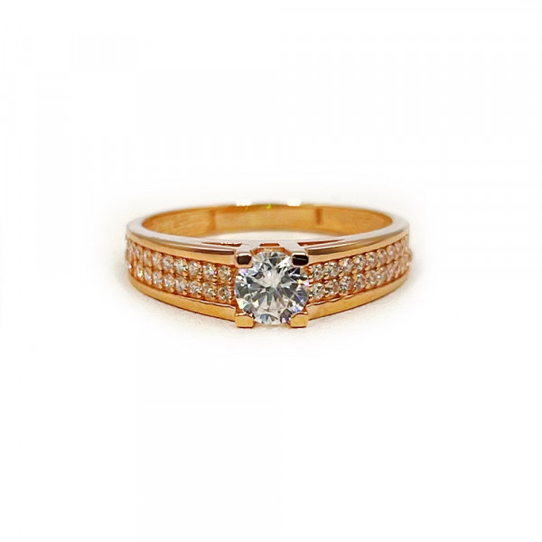 Кольцо из красного золота с цирконом