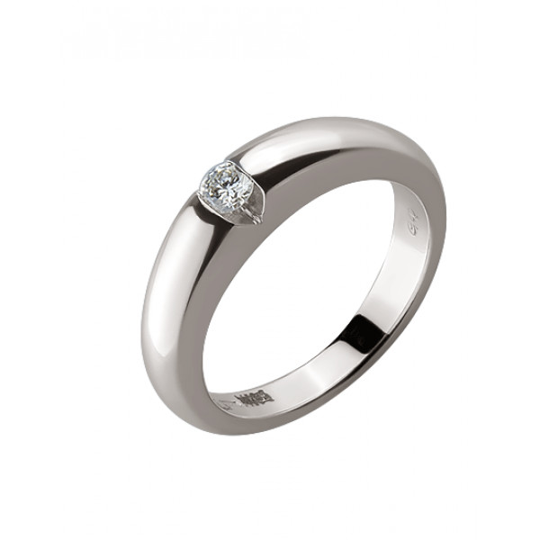 Кольцо из золота в белом цвете с белым бриллиантом