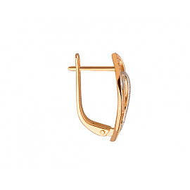 Золоті сережки у червоному з білим кольорі з цирконом