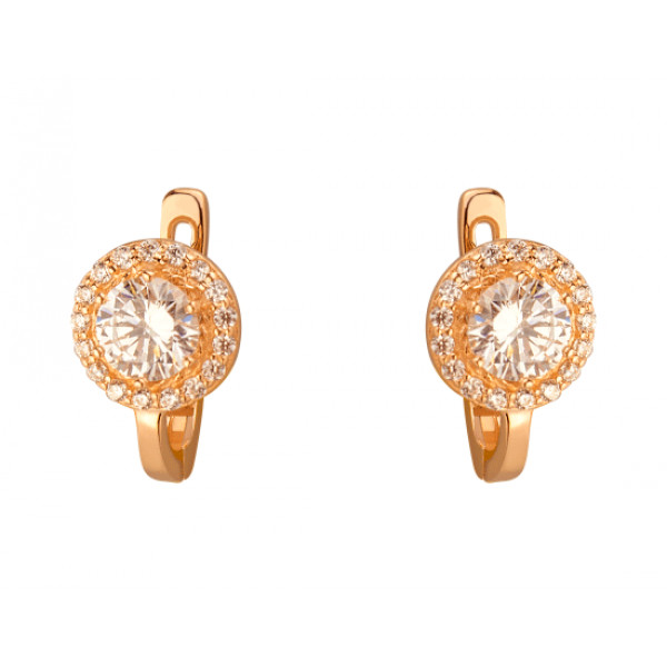 Серьги из золота в красном цвете с цирконом