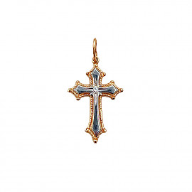 Золотий хрестик червоного з білим кольору з цирконом 01-200240974