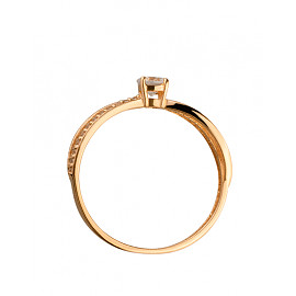 Кольцо из золота красного цвета с цирконом
