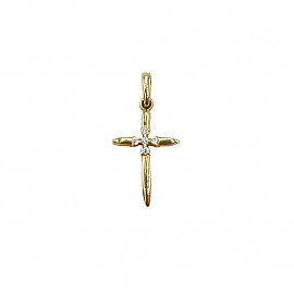 Крестик из желтого золота с цирконом 01-200252974