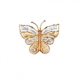 Брошь из золота красного с белым цвета «Бабочка» 01-200289474