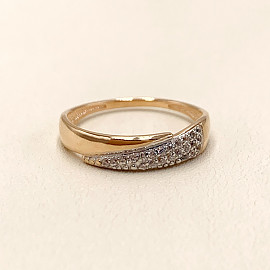 Кольцо из золота в красном с белым цвете с цирконом 01-200401774