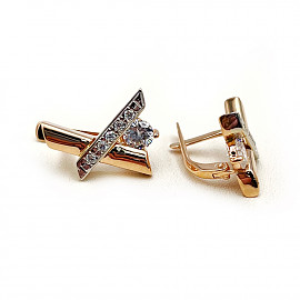 Золотые серьги с цирконом 01-200441074