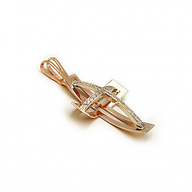 Хрестик з червоного золота з цирконом