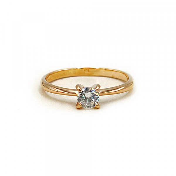 Каблучка з золота червоного кольору з цирконом