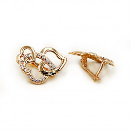 Золоті сережки у червоному кольорі з цирконом 01-200799874