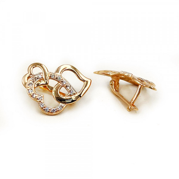 Золоті сережки у червоному кольорі з цирконом