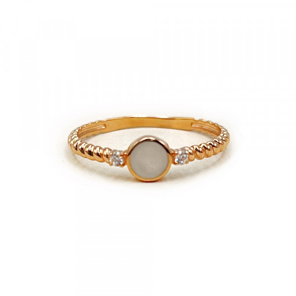 Каблучка з золота з цирконом та перламутром