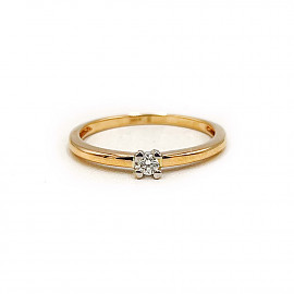 Кольцо из красного с белым золота с желтым бриллиантом 01-200827674