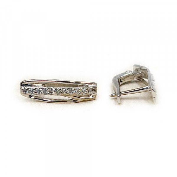 Сережки з золота білого кольору з цирконом