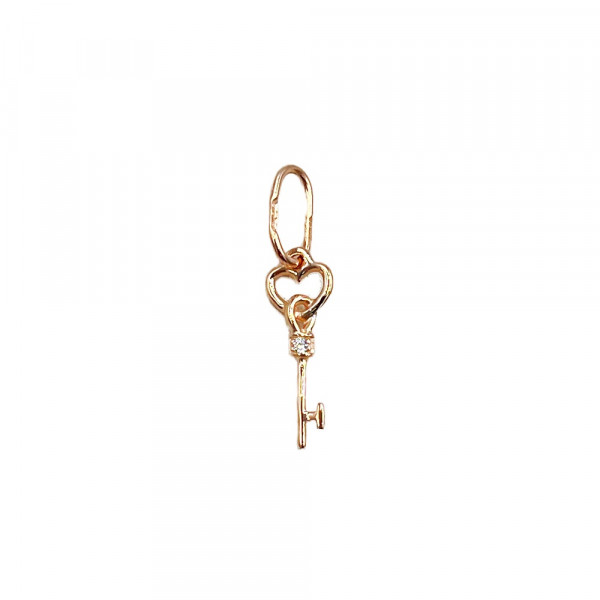 Золотий кулон червоного кольору з цирконом «Ключ»