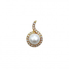 Кулон з золота у жовтому кольорі з перлиною та цирконом 01-200883374