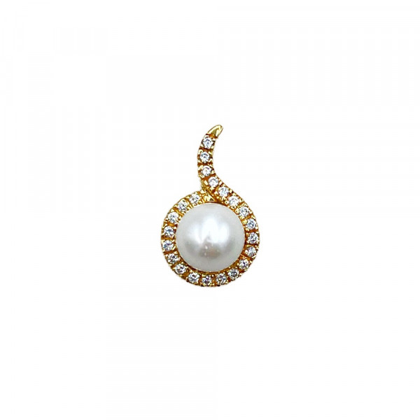 Кулон з золота у жовтому кольорі з перлиною та цирконом