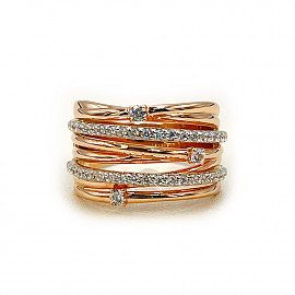 Кольцо из золота в красном с белым цвете с цирконом 01-200905074