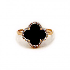 Каблучка з червоного золота з цирконом 01-200922174