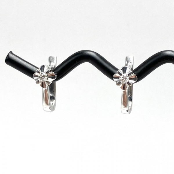 Сережки з білого золота з жовтими діамантами