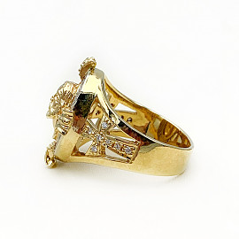 Перстень з жовтого з білим золота з жовтими діамантами
