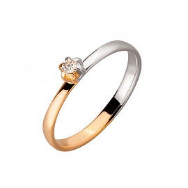 Каблучка з золота червоного з білим кольору з жовтим діамантом 01-200006975