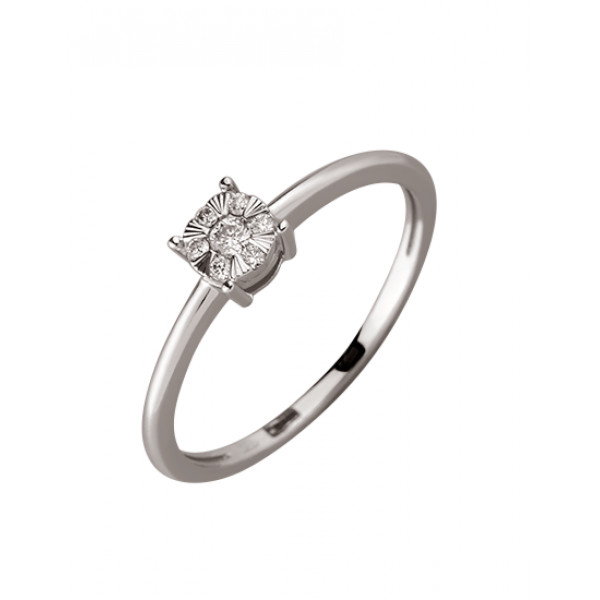 Золотое кольцо в белом цвете с белыми бриллиантами