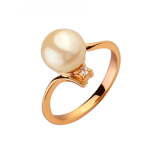 Каблучка з золота червоного кольору з білими діамантами