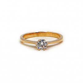 Золота каблучка червоного кольору з цирконом 01-200246175