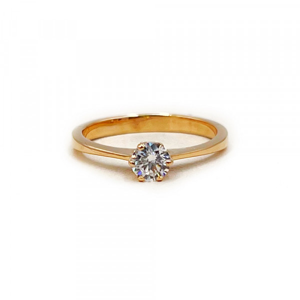 Золота каблучка червоного кольору з цирконом