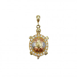 Золотой кулон желтого цвета с цирконом «Черепаха» 01-200260875