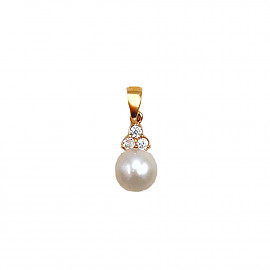 Золотой кулон с жемчугом и цирконом 01-200324475