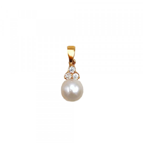 Золотой кулон с жемчугом и цирконом