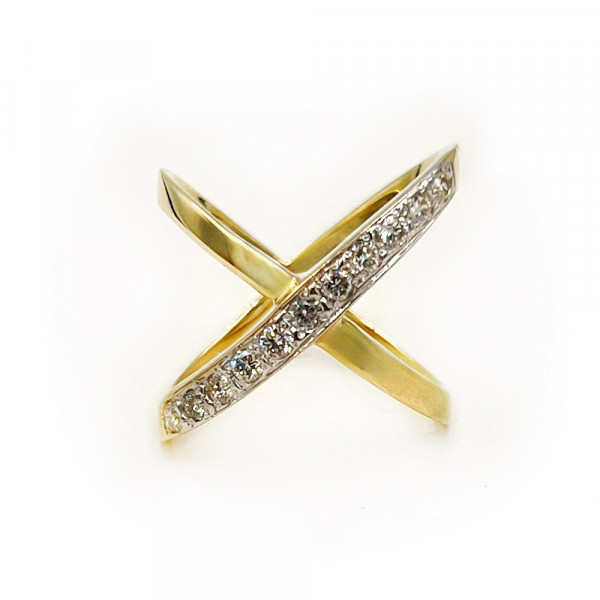 Каблучка з жовтого з білим золота з цирконом