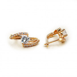 Сережки з золота у червоному кольорі з цирконом 01-200788475