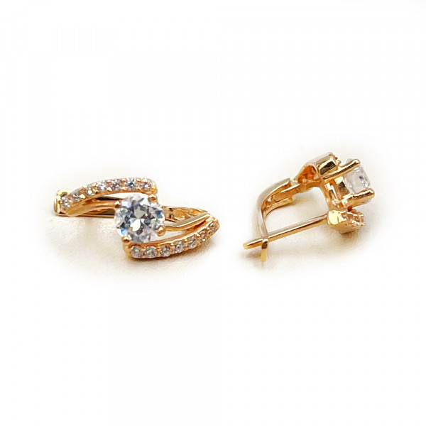 Сережки з золота у червоному кольорі з цирконом