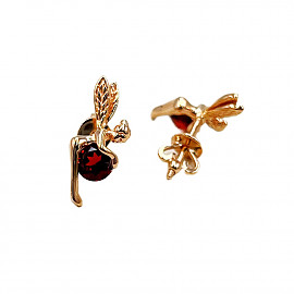 Сережки з золота у червоному кольорі з коричневими гранатами 01-200796875